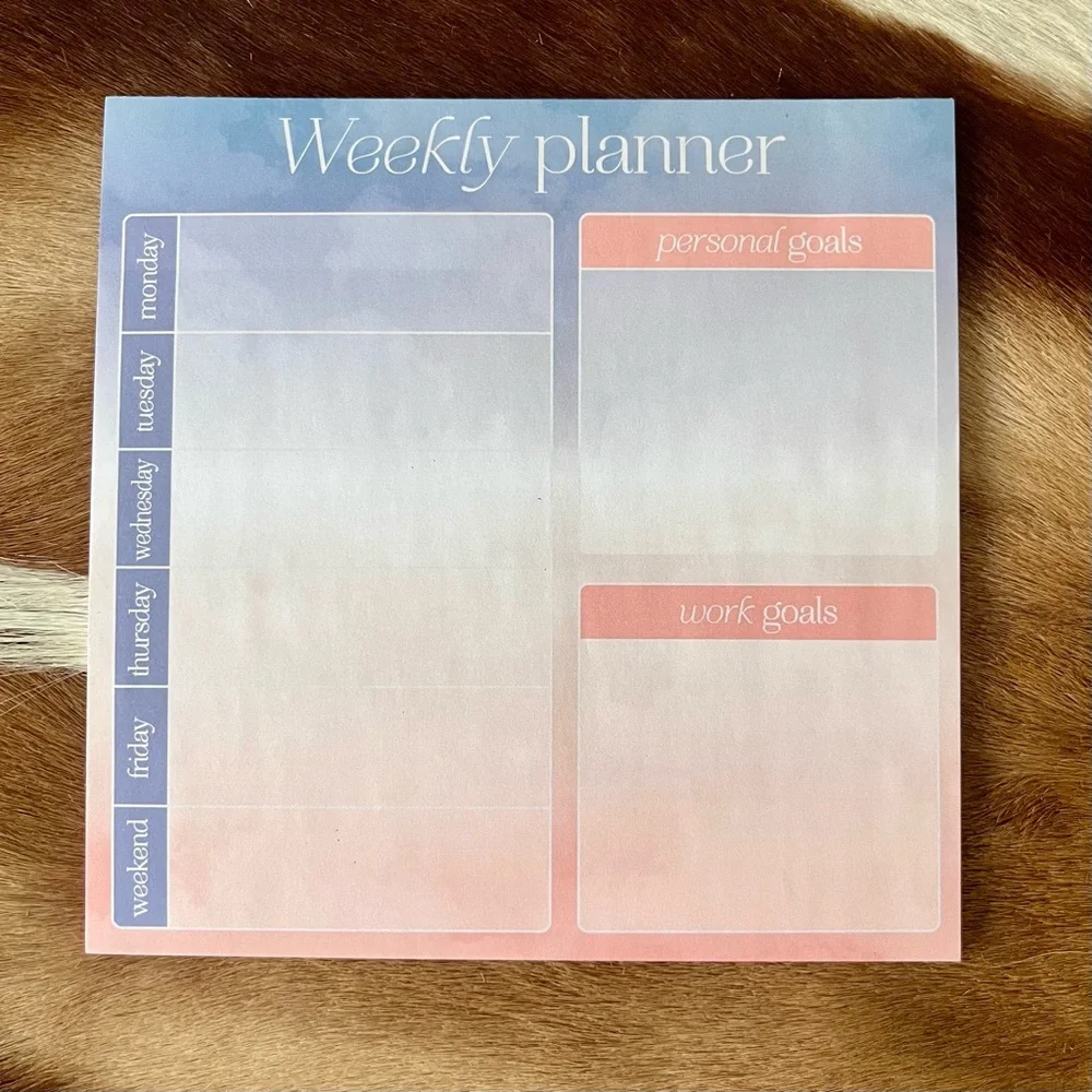 🏷️🎉🆕 kawaii blue pink ombre weekly planner desktop memo pad